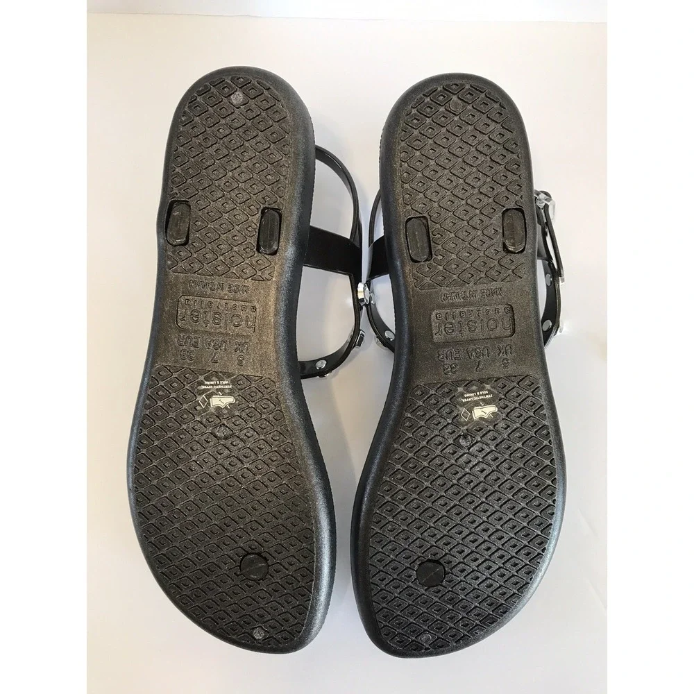 black sandal flats‎ with studs women's 7